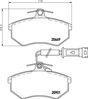 HELLA PAGID 8db355017651 -  Комплект тормозных колодок, дисковый тормоз